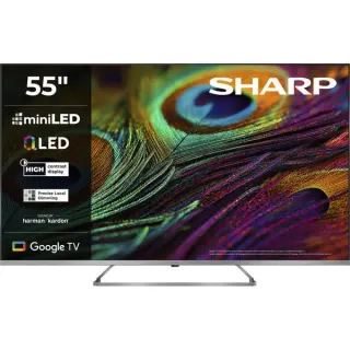 SHARP 55JP7765E, QLED-Fernseher (139 cm (55 Zoll), schwarz/silber, UltraHD/4K, MiniLED Google TV)
