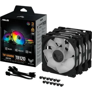 ASUS TUF GAMING TR120 ARGB, Gehäuselüfter (schwarz/transparent, Reverse Blade, 3er Pack, 120 mm)