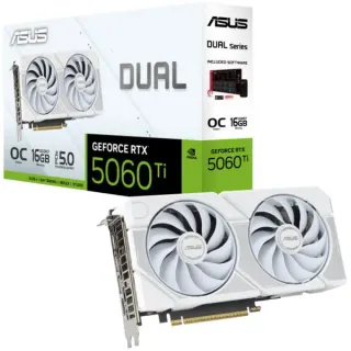 ASUS GeForce RTX 5060 Ti DUAL OC 16GB WHITE EDITION, Grafikkarte (weiß, DLSS 5, 3x DisplayPort, 1x HDMI 2.1)