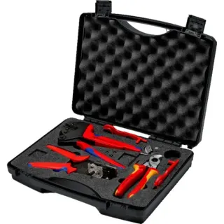 KNIPEX Werkzeugkoffer Photovoltaik, für Solar-Steckverbinder MC4, Werkzeug-Set (schwarz, 7-teiliges Sortiment, für Kabel bis 10mm²)