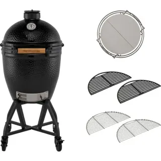 Big Green Egg The Onyx Large Starter-Paket, Holzkohlegrill (schwarz, Ø 46cm)