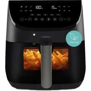Medion Heißluftfritteuse Life X20 MD 13060 XL (schwarz, 1.700 Watt, Korb 6,6 Liter)