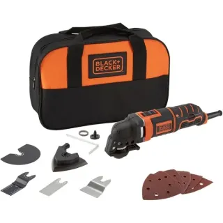 BLACK+DECKER Multifunktions-Werkzeug MT300SA2 (orange/schwarz, 300 Watt, 12-tlg. Zubehörset)