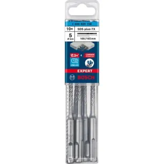 Bosch Professional EXPERT Hammerbohrer SDS-plus-7X, Ø 5mm, 10 Stück (Arbeitslänge 100mm)