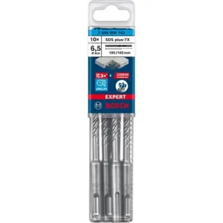 Bosch Professional EXPERT Hammerbohrer SDS-plus-7X, Ø 6,5mm, 10 Stück (Arbeitslänge 100mm)
