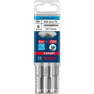 Bosch Professional EXPERT Hammerbohrer SDS-plus-7X, Ø 6mm, 10 Stück (Arbeitslänge 50mm)