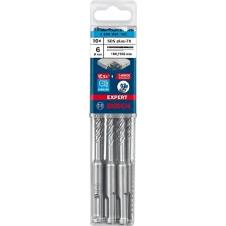 Bosch Professional EXPERT Hammerbohrer SDS-plus-7X, Ø 6mm, 10 Stück (Arbeitslänge 100mm)
