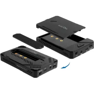 DeLOCK USB Type-C Gehäuse für 1 x M.2 NVMe SSD + 1 x 2.5″ SATA SSD / HDD, Laufwerksgehäuse (schwarz, mit Klon Funktion )