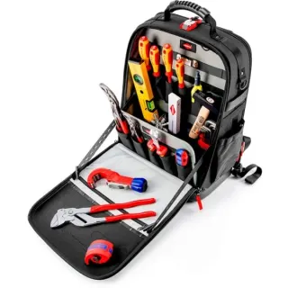 KNIPEX Werkzeugrucksack Modular X18 Sanitär, Werkzeug-Set (schwarz, 17-teiliges Sortiment)