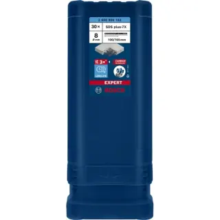 Bosch Professional EXPERT Hammerbohrer SDS-plus-7X, Ø 8mm, 30 Stück (Arbeitslänge 100mm)