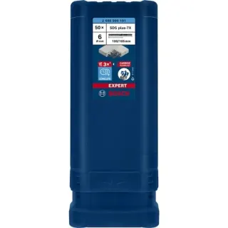 Bosch Professional EXPERT Hammerbohrer SDS-plus-7X, Ø 6mm, 50 Stück (Arbeitslänge 100mm)
