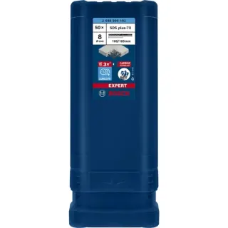 Bosch Professional EXPERT Hammerbohrer SDS-plus-7X, Ø 8mm, 50 Stück (Arbeitslänge 100mm)