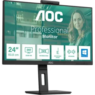 AOC 24P3CW, LED-Monitor (60.5 cm (23.8 Zoll), schwarz, FullHD, IPS, LS, Webcam, Mikrofon, 100Hz Panel)