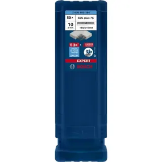 Bosch Professional EXPERT Hammerbohrer SDS-plus-7X, Ø 10mm, 50 Stück (Arbeitslänge 150mm)