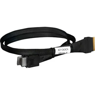 ICY BOX Kabel SlimSAS x8 SFF-8654 > 2x OCuLink x4 SFF-8611 (schwarz, 50cm)