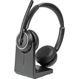 Lindy L118 Kabelloses Büro-Headset mit Ladestation (20450) (schwarz, Bluetooth)