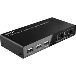 Lindy 2 Port KVM Switch HDMI 4K60, USB 2.0 & Audio, KVM-Switch
