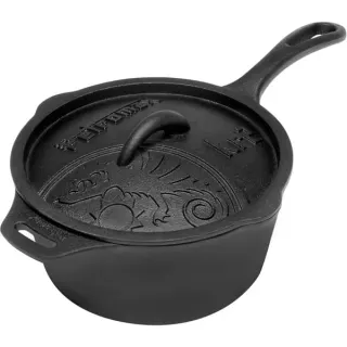Petromax Gusseiserne Kasserolle kr2, mit Aroma-Profil-Deckel, Topf (schwarz, Ø 22cm)