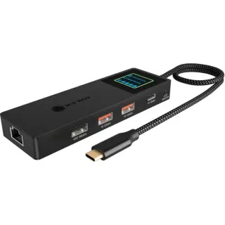 ICY BOX IB-DK4038-LCD, Dockingstation (anthrazit, mit LCD-Display)