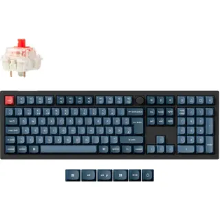 Keychron V6 Max, Gaming-Tastatur (schwarz/blaugrau, DE-Layout, Gateron Jupiter Red, Hot-Swap, RGB)