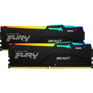 Kingston FURY DIMM 32 GB DDR5-6000 (2x 16 GB) Dual-Kit, Arbeitsspeicher (schwarz, KF560C36BBE2AK2-32, FURY Beast RGB, INTEL XMP)