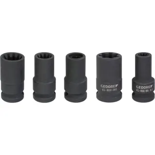 GEDORE Steckschlüssel-Satz Bremsen, 5-teilig (schwarz, Sonderprofile (KL-0112-9) )