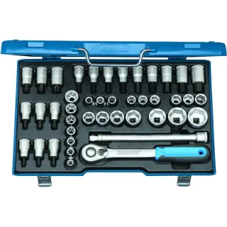 GEDORE Steckschlüssel-Satz 1/2" 42-tlg (ITX 19 INU-20) (blau, Für Innen- und Außen-TX Schrauben und Innensechskantschrauben)