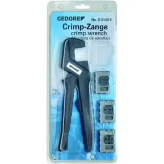 GEDORE Crimp-Zangen-Set ELECTRONIC (S 8140 E), 4-teilig, Crimpzange (schwarz, für spezifische Anforderungen in der Elektroinstallation)