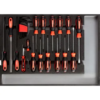 GEDORE Werkzeugsatz Schraubendreher + Feilen in CT-Modul, 26-teilig, Werkzeug-Set (schwarz/rot, (R22350002))
