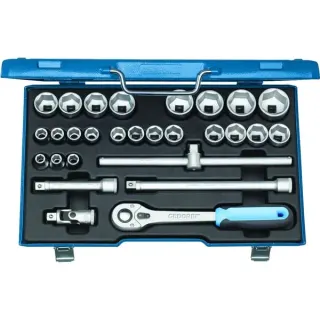GEDORE Steckschlüssel-Satz 1/2" 6-kant 10-36 mm, 28-teilig (mit Umschalt-Knarre)