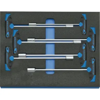 GEDORE Steckschlüssel-Satz in Check-Tool-Modul, 7-teilig (blau/schwarz, (2005 CT2-2133 T), T-Griff)