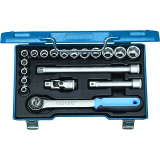 GEDORE Steckschlüssel-Satz 1/2" 6-kant 8-24 mm, 19-teilig (mit Umschalt-Knarre)