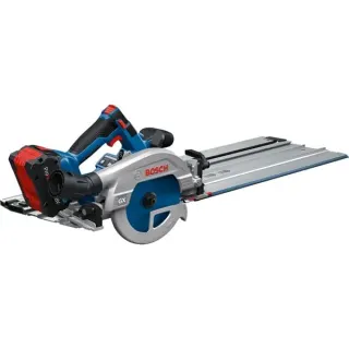Bosch Professional Akku-Handkreissäge GKS 18V-57-2 GX Professional solo + FSN 440 X (blau/schwarz, ohne Akku und Ladegerät, mit Führungsschiene für Querschnitte)