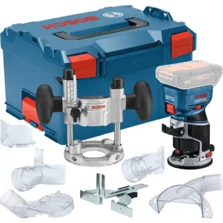 Bosch Professional Akku-Kantenfräse GKF 18V-8 Professional solo + Taucheinheit, Oberfräse (blau/schwarz, ohne Akku und Ladegerät, in L-BOXX)