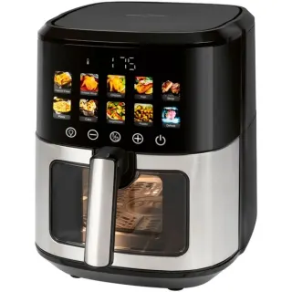 ProfiCook Heißluftfritteuse PC-FR 1286 H (schwarz/edelstahl, 1.700 Watt, Korb 6,5 Liter, mit Sichtfenster)