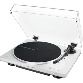 Audio-Technica AT-LP70XBTWS, Plattenspieler (weiß/silber, Integrierter Phono-Vorverstärker, Bluetooth, Vollautomat, Riemenantrieb)