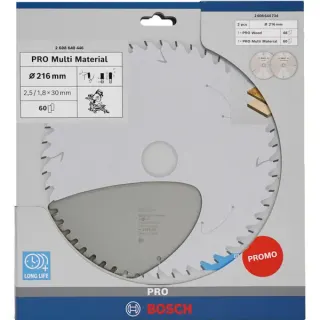 Bosch Professional PRO Wood und Multi-Material Kreissägeblatt 216 mm Twin Pack (2 Stück, Promo-Pack)