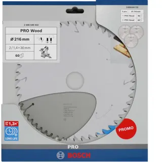 Bosch Professional PRO Wood Kreissägeblatt 216 mm (3 Stück, Promo-Pack)