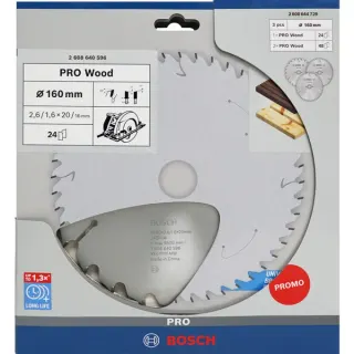 Bosch Professional PRO Wood Kreissägeblatt 160 mm (3 Stück, Promo-Pack)