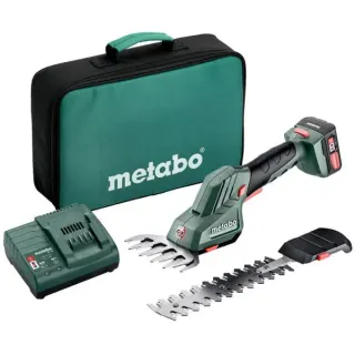 Metabo PowerMaxx SGS 12 Q (601608500) Akku-Strauch- und Grasschere, 12Volt (grün/schwarz, Li-Ionen Akku 2,0Ah 12Volt, in Werkzeugtasche)