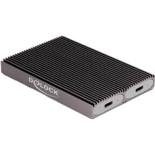 DeLOCK Externes USB Type-C Dual Combo Gehäuse für 2 x M.2 N, Laufwerksgehäuse (grau)