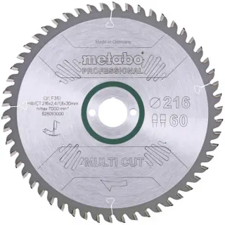 Metabo Kreissägeblatt "multi cut - professional", 216x30, Z60 FZ/TZ, 5° neg. (für halbstationäre Kreissägen)