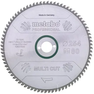 Metabo Kreissägeblatt "multi cut - professional", 254x30, Z80 FZ/TZ, 5° neg. (für halbstationäre Kreissägen)