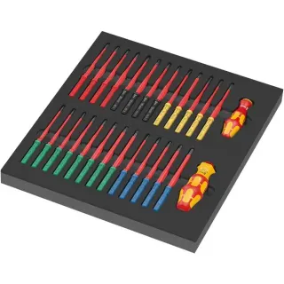 Wera 9751 Schaumstoffeinlage Kraftform Kompakt VDE Set 1, Schraubendreher (rot/gelb, 28-teilig, für Tool Rebel Werkstattwagen)