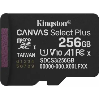 Kingston Canvas Select Plus 256 GB MicroSDXC, Speicherkarte (schwarz, UHS-I U1, Class 10, V10)