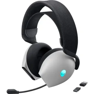 Dell Alienware Tri-Mode Wireless AW725H Lunar Light, Gaming-Headset (weiß, Hi-Res Audio, Bluetooth, 2,4 GHz, Kabel)