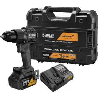DEWALT Akku Schlagbohrschrauber DCD86MP1T-QW, McLaren, 18V (grau/schwarz, 1x POWERSTACK Li-Ion-Akku 5,0 Ah, in T STAK Box)