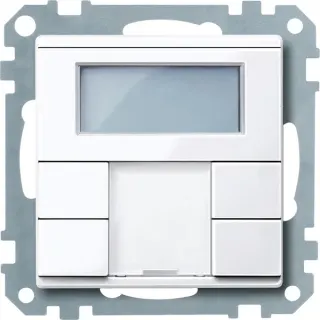 Merten Taster 2-fach mit Raumtemperaturregler für System M, mit Display und Busankopplung (weiß (glänzend), Retail)