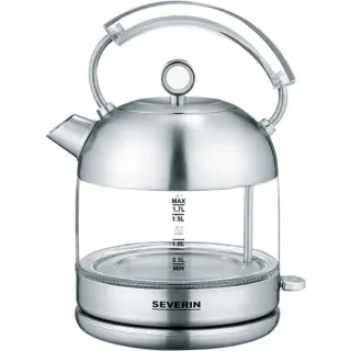 Severin Glas-Wasserkocher Retro WK 3459 (edelstahl/schwarz, 1,7 Liter)