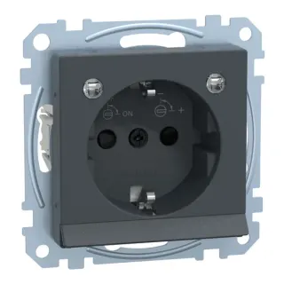 Merten Schutzkontakt-Steckdose mit Lichtauslösung und LED-Beleuchtung, System M, MEG2304-0414 (anthrazit, Retail)
